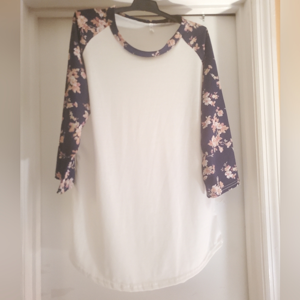 White top with floral arms
